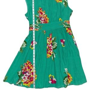 Boden Selina Dress Size 10 Turquoise Floral Print Cap Sleeve 1/4 Side Zip